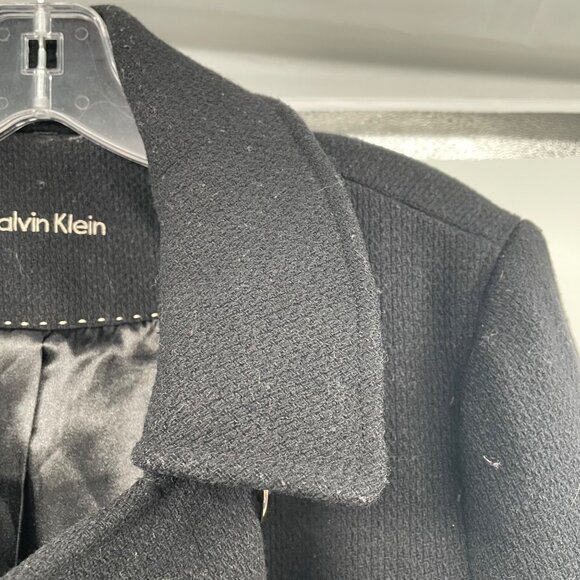 Calvin Klein Womens Wool Blend Pea Coat Triple Breasted Black Size S/M - Picture 4 of 9